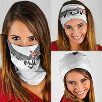 Rugby Fiji Neck Gaiter Fijian Masi Tribal Sporty Style White Color LT03 - Polynesian Pride