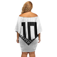 Custom Rugby Fiji Off Shoulder Short Dress Fijian Masi Tribal Sporty Style White Color LT03 - Polynesian Pride