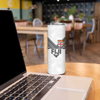 Custom Rugby Fiji Skinny Tumbler Fijian Masi Tribal Sporty Style White Color LT03 - Polynesian Pride