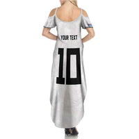 Custom Rugby Fiji Summer Maxi Dress Fijian Masi Tribal Sporty Style White Color LT03 - Polynesian Pride