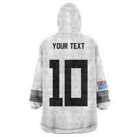 Custom Rugby Fiji Wearable Blanket Hoodie Fijian Masi Tribal Sporty Style White Color LT03 - Polynesian Pride