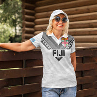 Custom Rugby Fiji Women Polo Shirt Fijian Masi Tribal Sporty Style White Color LT03 - Polynesian Pride