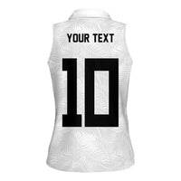 Custom Rugby Fiji Women Sleeveless Polo Shirt Fijian Masi Tribal Sporty Style White Color LT03 - Polynesian Pride