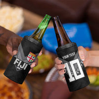 Custom Rugby Fiji 4 in 1 Can Cooler Tumbler Fijian Masi Tribal Sporty Style Black Color LT03 - Polynesian Pride