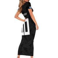 Custom Rugby Fiji Family Matching Short Sleeve Bodycon Dress and Hawaiian Shirt Fijian Masi Tribal Sporty Style Black Color LT03 - Polynesian Pride