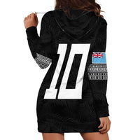 Custom Rugby Fiji Hoodie Dress Fijian Masi Tribal Sporty Style Black Color LT03 - Polynesian Pride