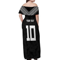 Custom Rugby Fiji Off Shoulder Maxi Dress Fijian Masi Tribal Sporty Style Black Color LT03 - Polynesian Pride