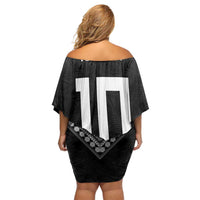 Custom Rugby Fiji Off Shoulder Short Dress Fijian Masi Tribal Sporty Style Black Color LT03 - Polynesian Pride
