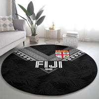 Rugby Fiji Round Carpet Fijian Masi Tribal Sporty Style Black Color LT03 - Polynesian Pride