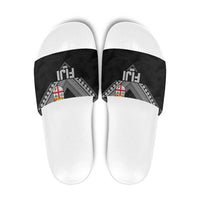 Rugby Fiji Slide Sandals Fijian Masi Tribal Sporty Style Black Color LT03 Black - Polynesian Pride