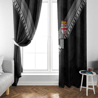 Rugby Fiji Window Curtain Fijian Masi Tribal Sporty Style Black Color LT03 - Polynesian Pride