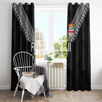 Rugby Fiji Window Curtain Fijian Masi Tribal Sporty Style Black Color LT03 - Polynesian Pride