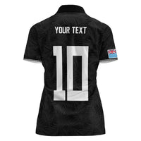 Custom Rugby Fiji Women Polo Shirt Fijian Masi Tribal Sporty Style Black Color LT03 - Polynesian Pride