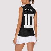 Custom Rugby Fiji Women Sleeveless Polo Shirt Fijian Masi Tribal Sporty Style Black Color LT03 - Polynesian Pride