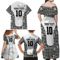 Custom Fiji Pacific Rugby 2024 Family Matching Off Shoulder Maxi Dress and Hawaiian Shirt Tapa Tribal and Fijian Masi Pattern LT03 - Polynesian Pride