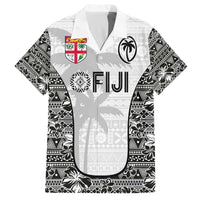 Custom Fiji Pacific Rugby 2024 Family Matching Off Shoulder Short Dress and Hawaiian Shirt Tapa Tribal and Fijian Masi Pattern LT03 Dad's Shirt - Short Sleeve White - Polynesian Pride