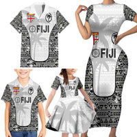 Custom Fiji Pacific Rugby 2024 Family Matching Short Sleeve Bodycon Dress and Hawaiian Shirt Tapa Tribal and Fijian Masi Pattern LT03 - Polynesian Pride