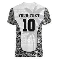 Custom Fiji Pacific Rugby 2024 Women V-Neck T-Shirt Tapa Tribal and Fijian Masi Pattern LT03 - Polynesian Pride