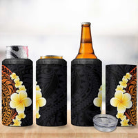 Hawaiian Tropical Plumeria Art Polynesian Tattoo 4 in 1 Can Cooler Tumbler Black and Autumn Color Theme LT03 - Polynesian Pride