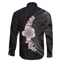 Hawaiian Tropical Plumeria Art Polynesian Tattoo Family Matching Short Sleeve Bodycon Dress and Hawaiian Shirt Grayscale Color LT03 - Polynesian Pride