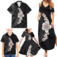 Hawaiian Tropical Plumeria Art Polynesian Tattoo Family Matching Summer Maxi Dress and Hawaiian Shirt Grayscale Color LT03 - Polynesian Pride