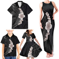 Hawaiian Tropical Plumeria Art Polynesian Tattoo Family Matching Tank Maxi Dress and Hawaiian Shirt Grayscale Color LT03 - Polynesian Pride