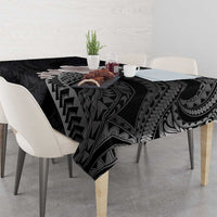 Hawaiian Tropical Plumeria Art Polynesian Tattoo Tablecloth Grayscale Color