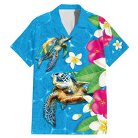 Hawaiian Tropical Flower and Honu Under Blue Water Family Matching Mermaid Dress and Hawaiian Shirt LT03 Dad's Shirt - Short Sleeve Blue - Polynesian Pride