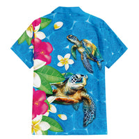 Hawaiian Tropical Flower and Honu Under Blue Water Family Matching Mermaid Dress and Hawaiian Shirt LT03 - Polynesian Pride