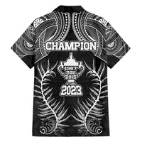 New Zealand Rugby Family Matching Short Sleeve Bodycon Dress and Hawaiian Shirt Aotearoa Champion Cup History with Silver Fern LT03 - Polynesian Pride