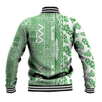 Hawaii Baseball Jacket Aloha Tropical Plants Tribal Pattern Green Version LT03 - Polynesian Pride