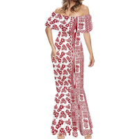Hawaii Mermaid Dress Aloha Tropical Plants Tribal Pattern Red Version LT03 - Polynesian Pride