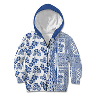 Hawaii Kid Hoodie Aloha Tropical Plants Tribal Pattern Blue Version LT03 - Polynesian Pride
