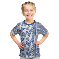Hawaii Kid T Shirt Aloha Tropical Plants Tribal Pattern Blue Version LT03 Blue - Polynesian Pride