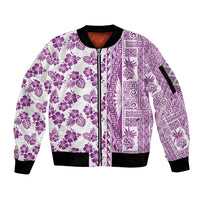 Hawaii Sleeve Zip Bomber Jacket Aloha Tropical Plants Tribal Pattern Pink Version LT03 Unisex Pink - Polynesian Pride