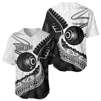 Personalised Aotearoa Lawn Bowls Baseball Jersey Maori and Silver Fern Half Style LT03 - Polynesian Pride