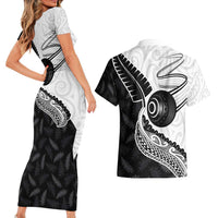 Personalised Aotearoa Lawn Bowls Couples Matching Short Sleeve Bodycon Dress and Hawaiian Shirt Maori and Silver Fern Half Style LT03 - Polynesian Pride
