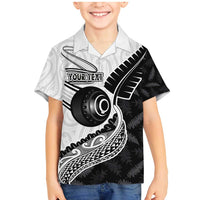 Personalised Aotearoa Lawn Bowls Family Matching Mermaid Dress and Hawaiian Shirt Maori and Silver Fern Half Style LT03 Son's Shirt White - Polynesian Pride