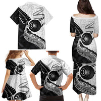 Personalised Aotearoa Lawn Bowls Family Matching Puletasi and Hawaiian Shirt Maori and Silver Fern Half Style LT03 - Polynesian Pride