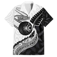 Personalised Aotearoa Lawn Bowls Family Matching Short Sleeve Bodycon Dress and Hawaiian Shirt Maori and Silver Fern Half Style LT03 Dad's Shirt - Short Sleeve White - Polynesian Pride