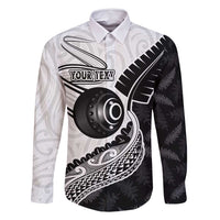 Personalised Aotearoa Lawn Bowls Family Matching Summer Maxi Dress and Hawaiian Shirt Maori and Silver Fern Half Style LT03 Dad's Shirt - Long Sleeve White - Polynesian Pride