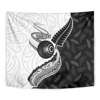 Personalised Aotearoa Lawn Bowls Tapestry Maori and Silver Fern Half Style LT03 - Polynesian Pride