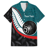 Personalised Aotearoa Lawn Bowls Family Matching Summer Maxi Dress and Hawaiian Shirt Maori and Silver Fern Sporty Style Teal Color LT03 Dad's Shirt - Short Sleeve Teal - Polynesian Pride
