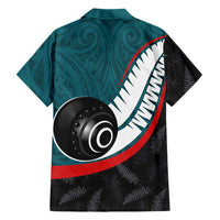 Personalised Aotearoa Lawn Bowls Hawaiian Shirt Maori and Silver Fern Sporty Style Teal Color - Polynesian Pride