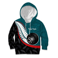 Personalised Aotearoa Lawn Bowls Kid Hoodie Maori and Silver Fern Sporty Style Teal Color LT03 Hoodie Teal - Polynesian Pride