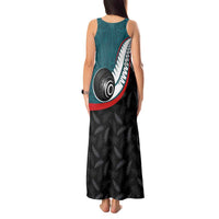 Personalised Aotearoa Lawn Bowls Tank Maxi Dress Maori and Silver Fern Sporty Style Teal Color LT03 - Polynesian Pride