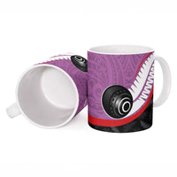 Personalised Aotearoa Lawn Bowls Ceramic Mug Maori and Silver Fern Sporty Style Pink Color LT03 - Polynesian Pride