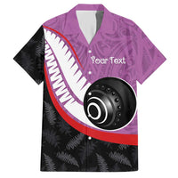 Personalised Aotearoa Lawn Bowls Hawaiian Shirt Maori and Silver Fern Sporty Style Pink Color LT03 Pink - Polynesian Pride