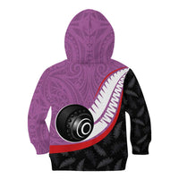Personalised Aotearoa Lawn Bowls Kid Hoodie Maori and Silver Fern Sporty Style Pink Color LT03 - Polynesian Pride