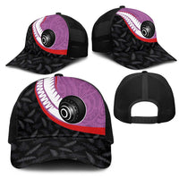 Aotearoa Lawn Bowls Mesh Trucker Cap Maori and Silver Fern Sporty Style Pink Color - Polynesian Pride